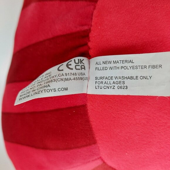 Linzy Christmas Ornament Plush Red Striped Gold Green Holly Smile Face 13" - Picture 6 of 9